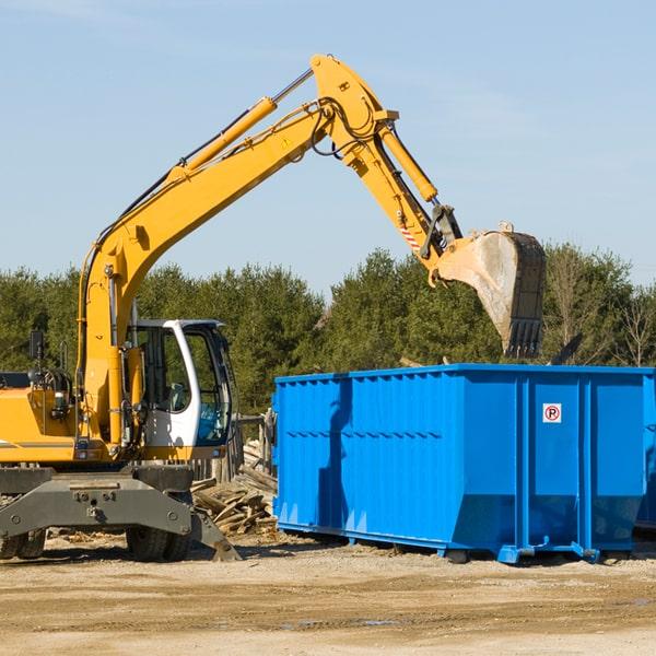 residential dumpster placed in a driveway